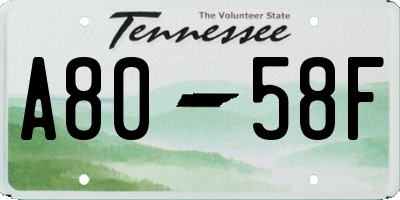 TN license plate A8058F