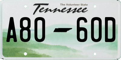 TN license plate A8060D