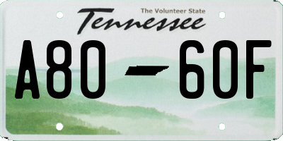 TN license plate A8060F