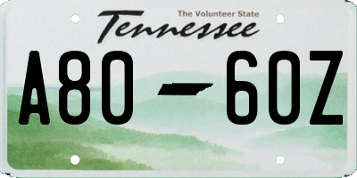 TN license plate A8060Z