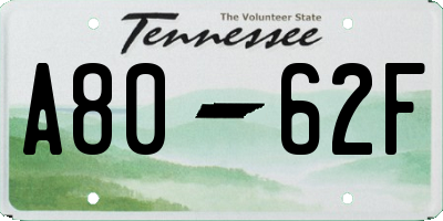 TN license plate A8062F