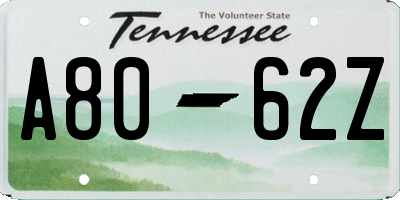 TN license plate A8062Z