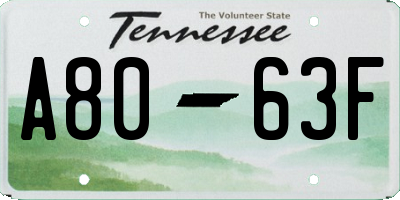 TN license plate A8063F