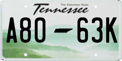 TN license plate A8063K