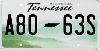 TN license plate A8063S