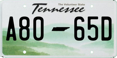 TN license plate A8065D