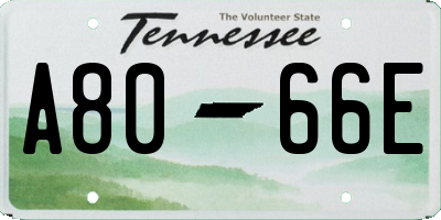 TN license plate A8066E