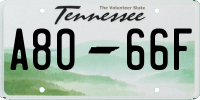 TN license plate A8066F