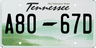 TN license plate A8067D