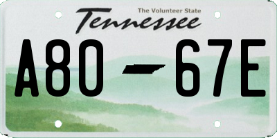 TN license plate A8067E