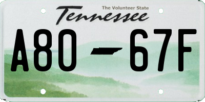 TN license plate A8067F