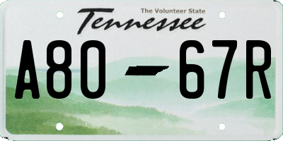 TN license plate A8067R