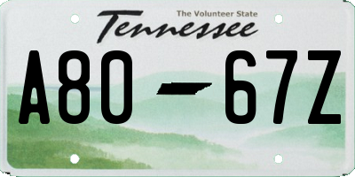 TN license plate A8067Z