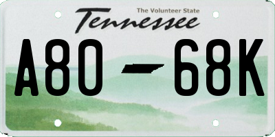 TN license plate A8068K