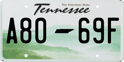 TN license plate A8069F