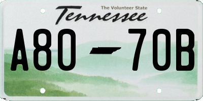 TN license plate A8070B