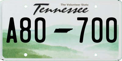 TN license plate A8070O