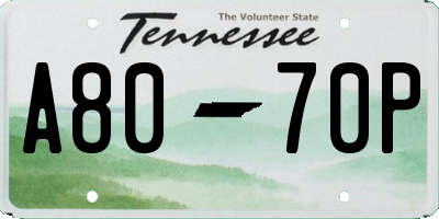 TN license plate A8070P