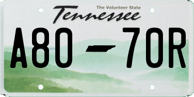 TN license plate A8070R