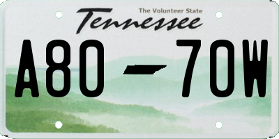 TN license plate A8070W