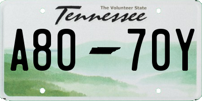 TN license plate A8070Y