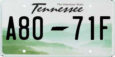 TN license plate A8071F