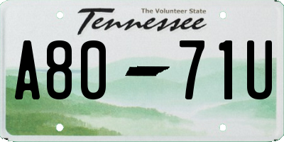 TN license plate A8071U