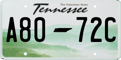 TN license plate A8072C