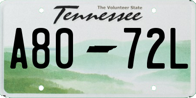 TN license plate A8072L