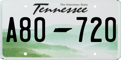 TN license plate A8072O