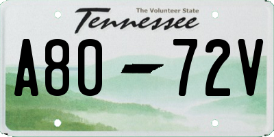 TN license plate A8072V
