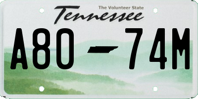 TN license plate A8074M
