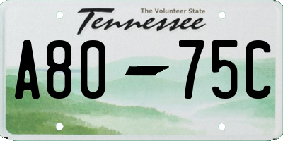 TN license plate A8075C