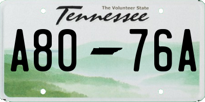 TN license plate A8076A