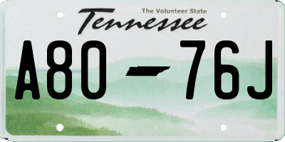 TN license plate A8076J