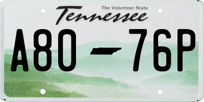 TN license plate A8076P