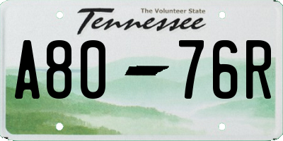 TN license plate A8076R