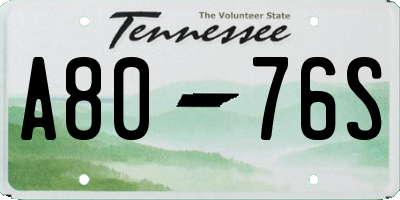 TN license plate A8076S