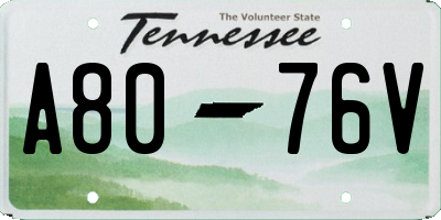TN license plate A8076V