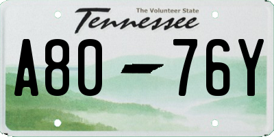 TN license plate A8076Y