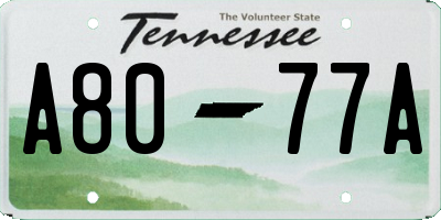 TN license plate A8077A