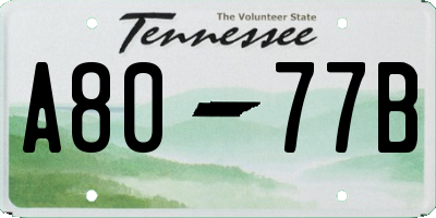 TN license plate A8077B