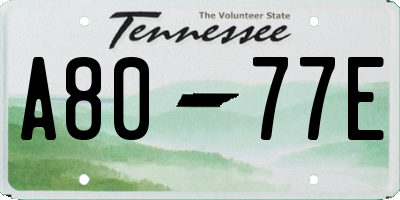 TN license plate A8077E