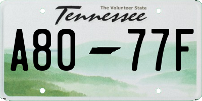 TN license plate A8077F