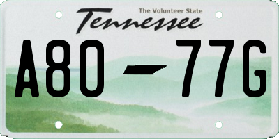 TN license plate A8077G