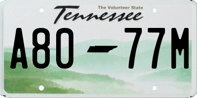TN license plate A8077M