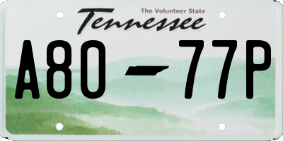 TN license plate A8077P