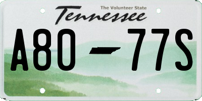 TN license plate A8077S