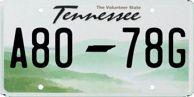 TN license plate A8078G
