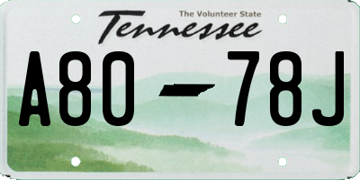 TN license plate A8078J